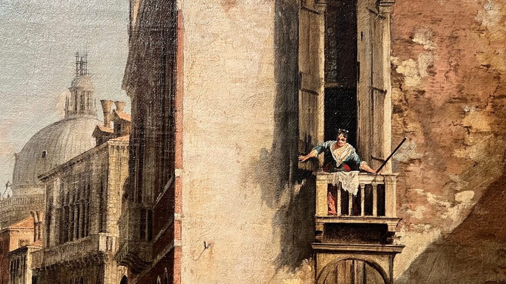 What makes the Venetian Painters precisely that? Things like this! Detail of The Grand Canal from San Vio, Venice. By Canaletto. Thyssen Museum. The guides you need