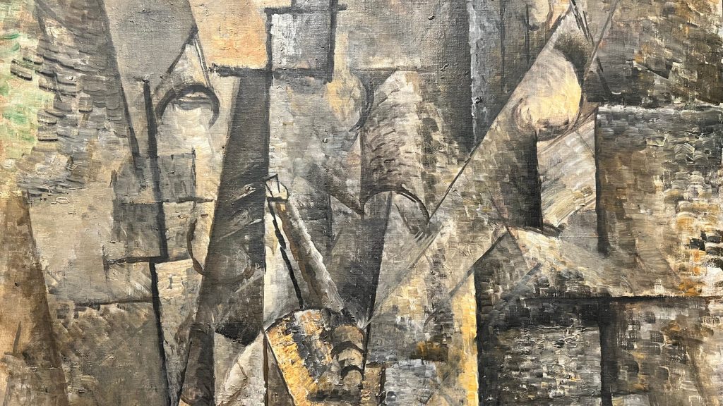 Detalle de "Hombre con clarinete", Pablo Picasso. Un gran ejemplo de cubismo analítico. Museo Thyssen. TGYN