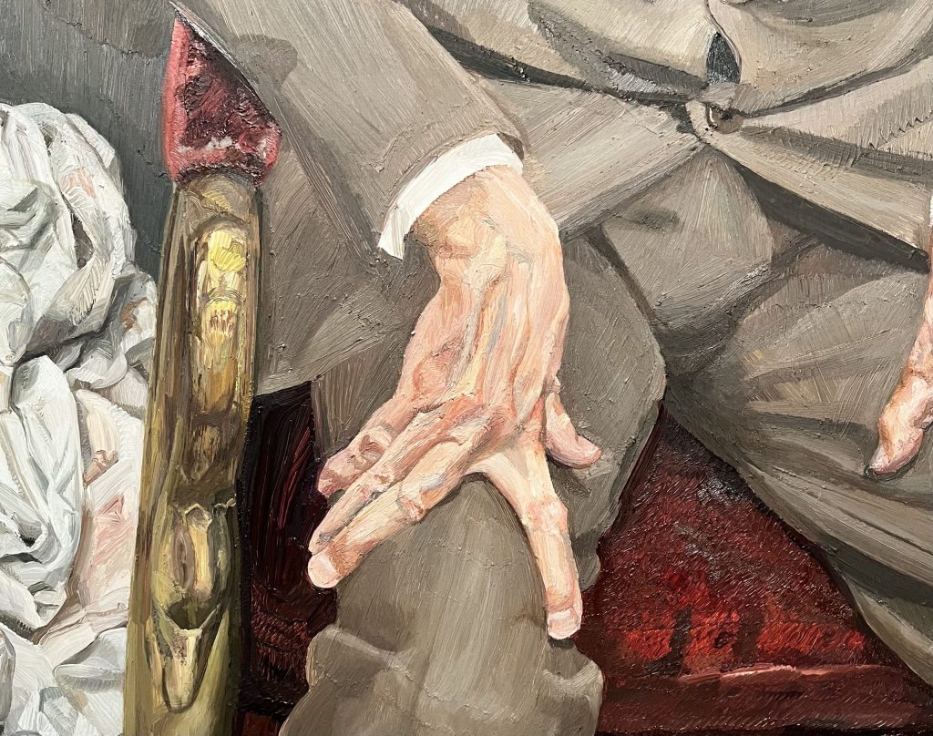Detalle de "Un hombre. Retrato del Barón Thyssen". Lucian Freud. Museo Thyssen. The guides you need