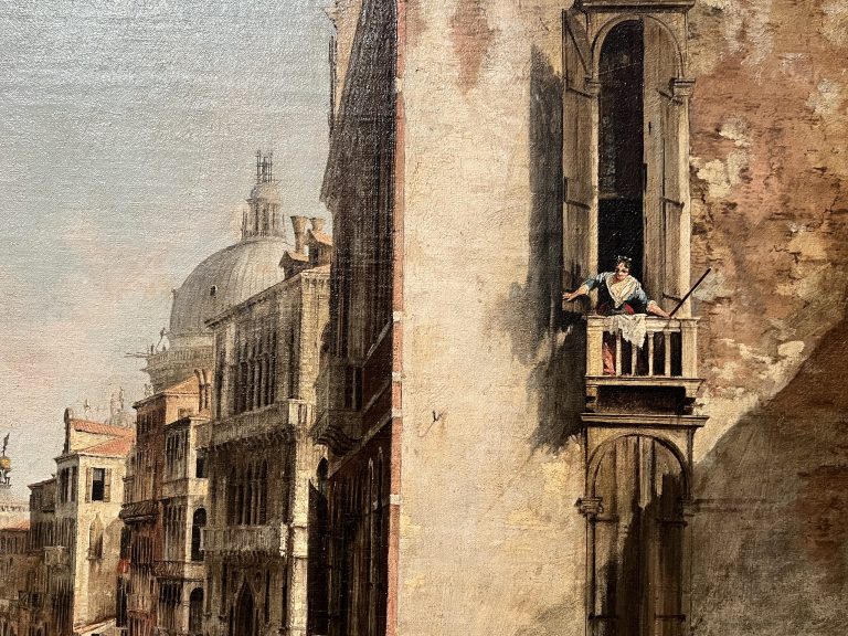 ¿Cómo pintan los pintores venecianos? ¡Así! Detalle de Canaletto en "Vista del Canal desde San Vito". Thyssen. TGYN
