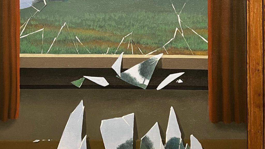 Entre los artistas más importantes del surrealismo, sin duda, se encuentra Magritte. Aquí un datelle de "La llave de los campos", Museo Thyssen, TGYN