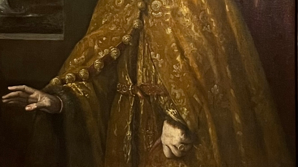 Detalle de "Retrato del dux Francesco Venier", de Tiziano. Museo Thyssen. TGYN. "Color contra dibujo".