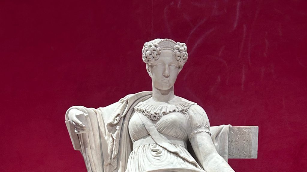 Royalty at the Prado. Statue of Isabel of Braganza. Prado Museum. Pict. by Lidia Guerra