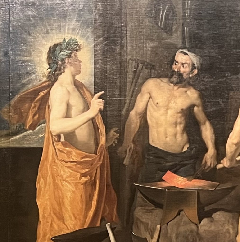 Apolo y Vulcano en "La fragua de Vulcano", de Velázquez. Museo del Prado. Fotografía de The guides you need